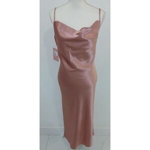 Birdy Grey Taupe Lisa Satin Midi Dress Desert Rose Size Small